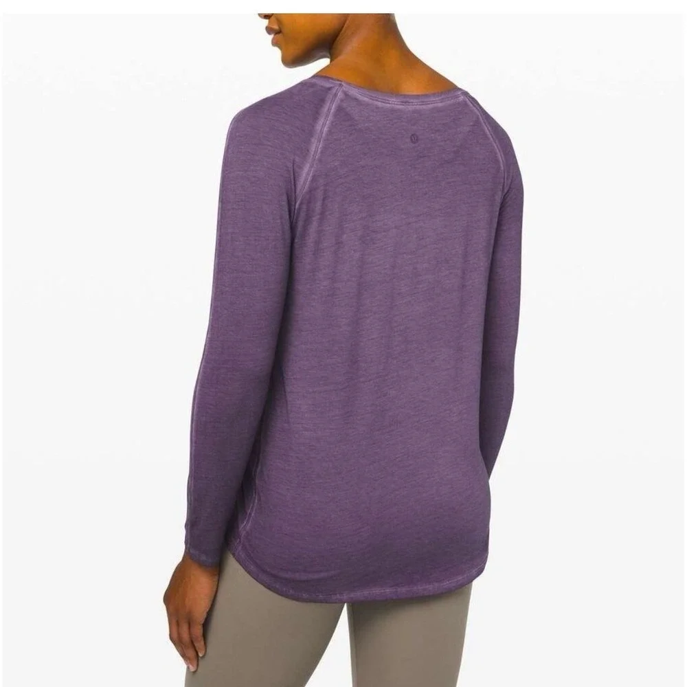 Lululemon Emerald Long Sleeve *Fade Washed Purple Ink Size 8 - Picture 2 of 9
